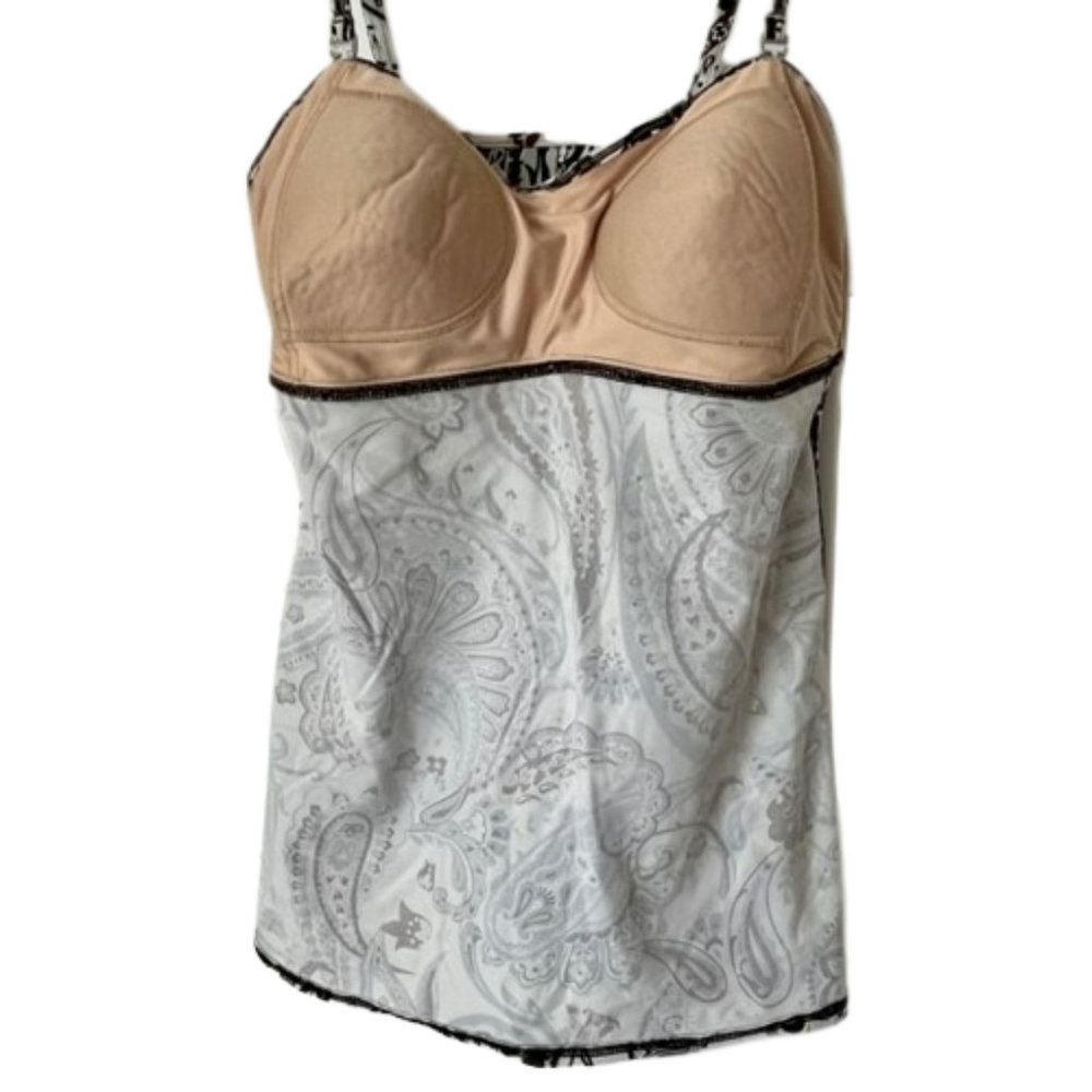 Lands' End B/W Paisley Adjustable Tankini - Black/White - 10 - Picture 9 of 9